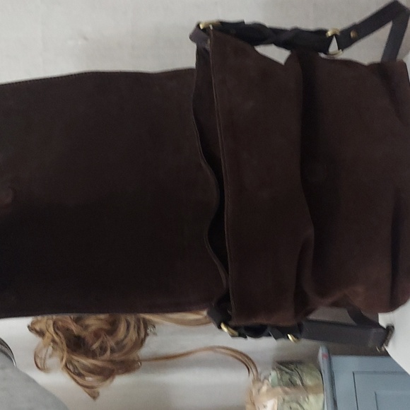 Garnet Hill Siena  Messenger Crossbody Leather Suede Bag Made in Italy - Picture 5 of 13